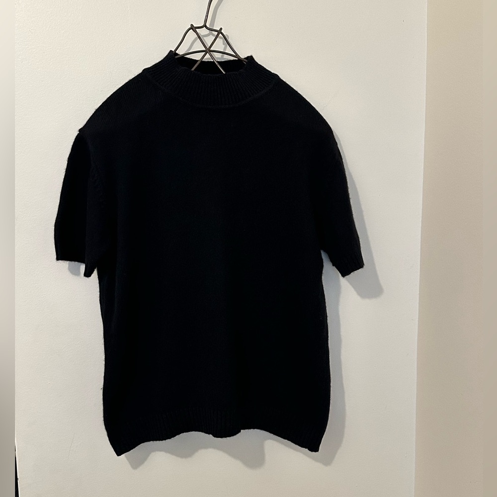 Womens J. Crew Black Short-Sleeve Cashmere Sweater